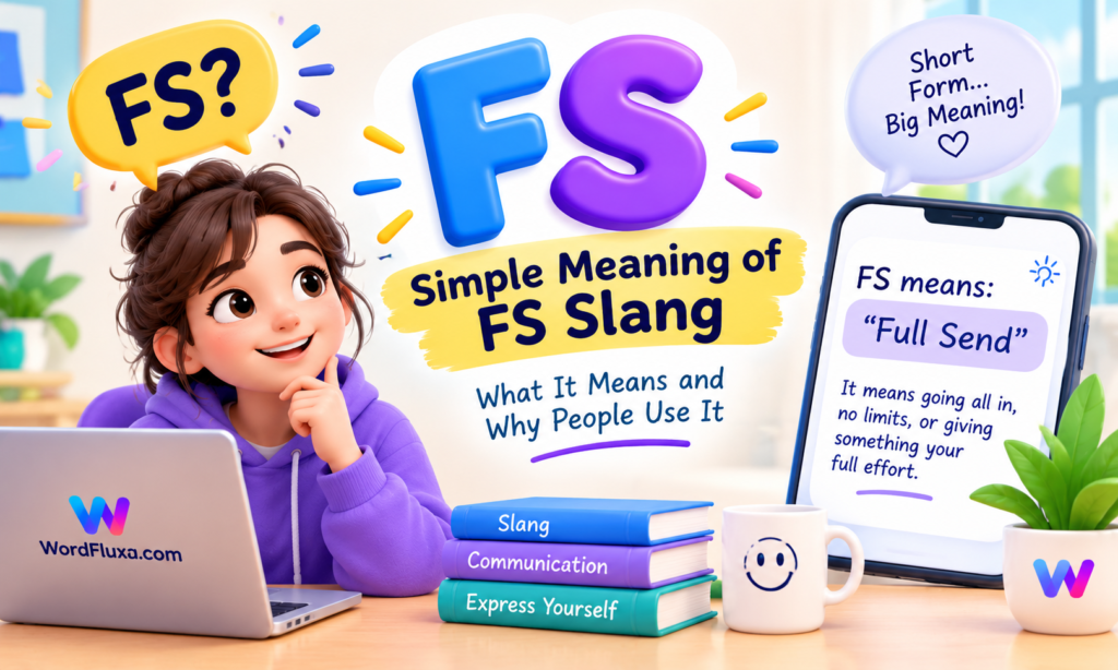 3D illustration explaining the simple meaning of FS slang for WordFluxa.com.