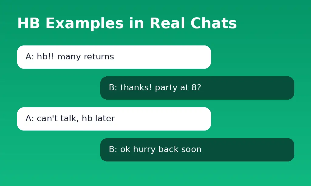 HB meaning in text examples in real chat conversations with replies