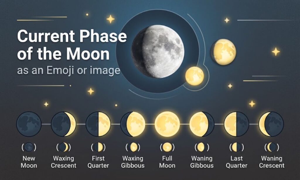 Current Phase of the Moon as an Emoji