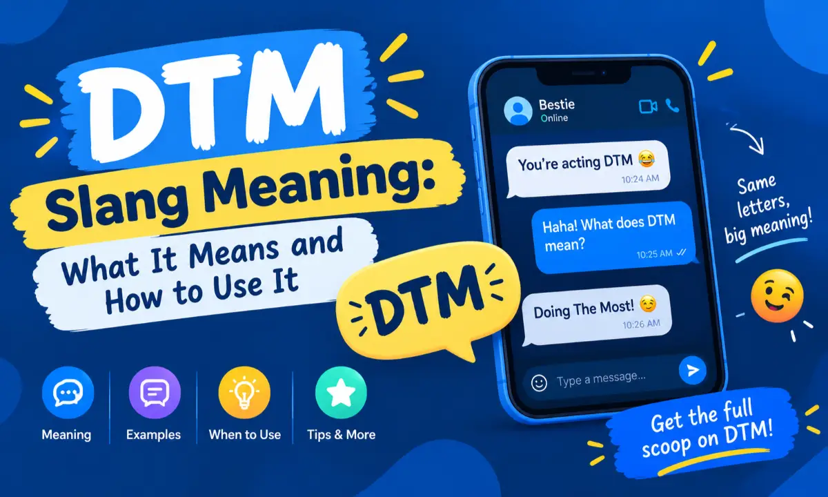 DTM slang meaning, definition, and examples of how to use it in text messages.
