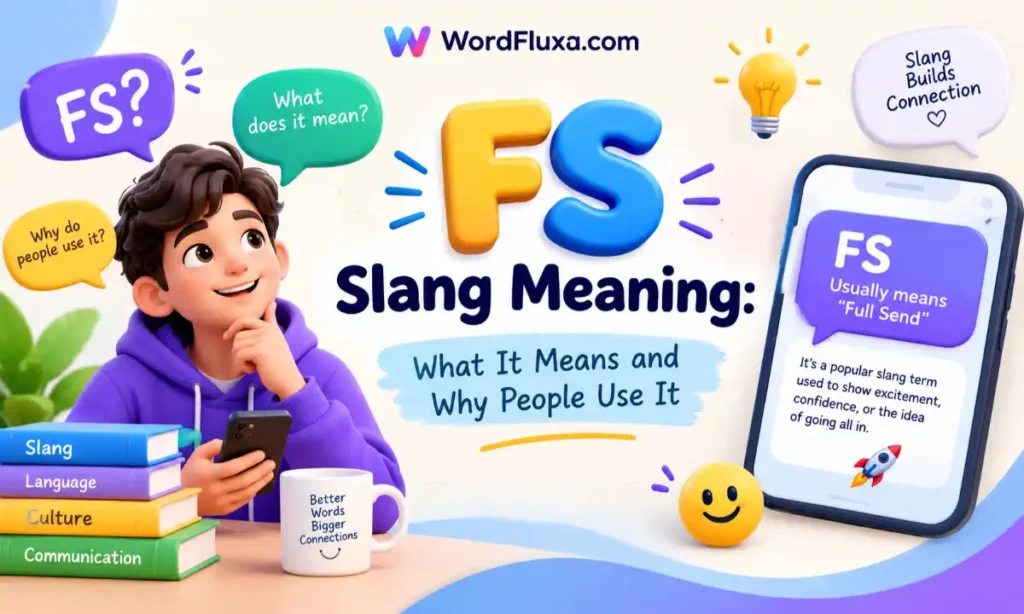 3D colorful FS slang meaning illustration by WordFluxa.